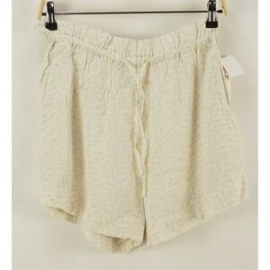 New Open Edit Paperbag Waist Shorts Ivory Blue Lennox Crepe Small w/ Drawstring